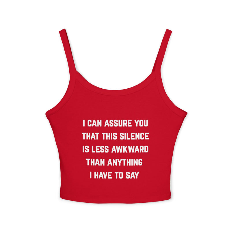 Spaghetti Tank — "Awkward Silence" Graphic Crop Top