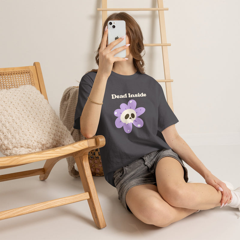 Graphic Tee — "Dead Inside" Skull Flower Mental Health Awareness T-Shirt