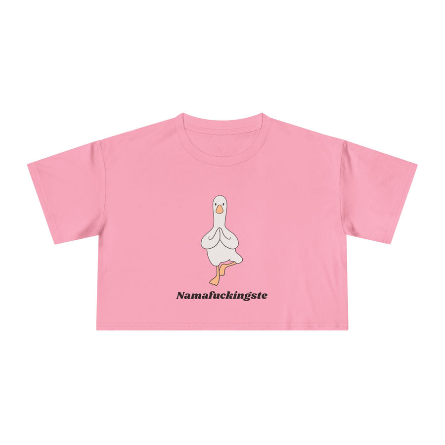 Yoga Duck Women's Crop Tee — 'Namafuckingaste' Graphic T-shirt Top