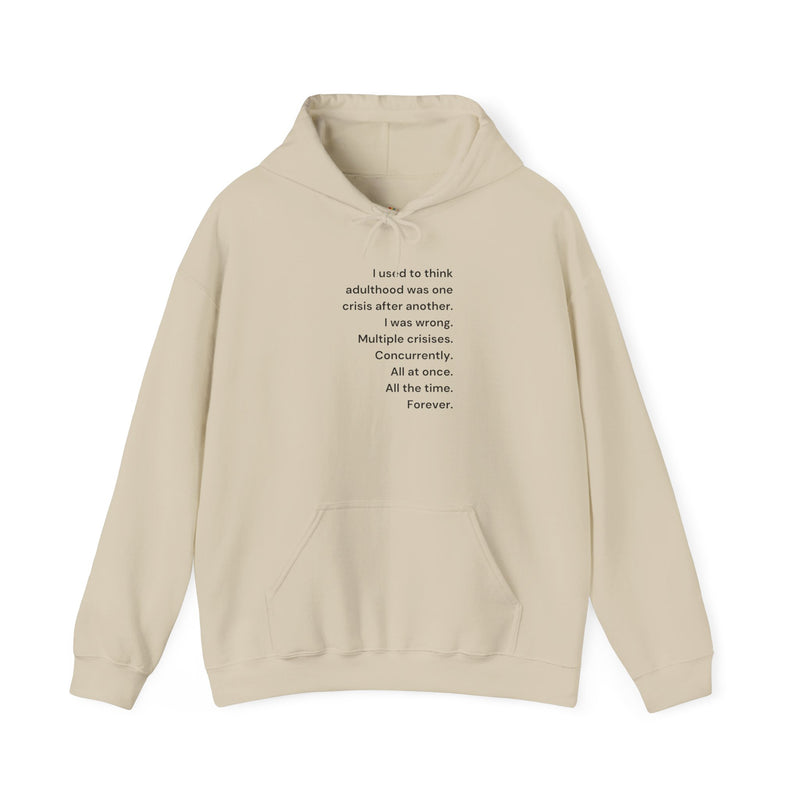 Graphic Text Hoodie — 'Adulthood' Hooded Sweatshirt