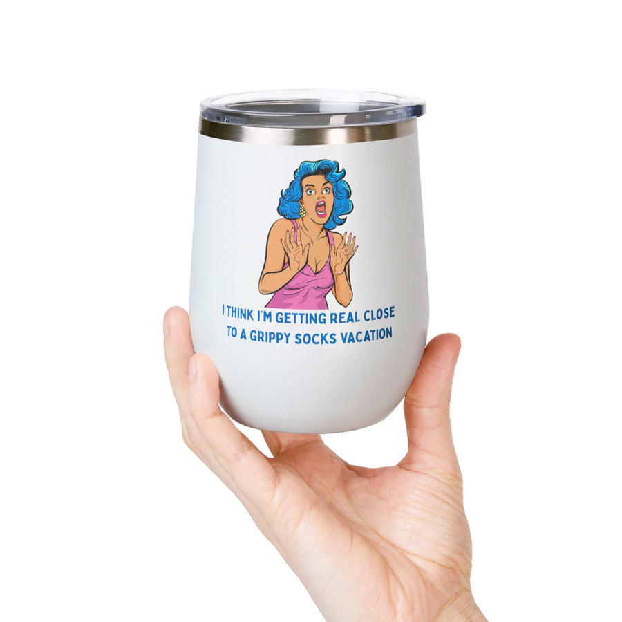 Grippy Sock Vacation Pop Art Wine Tumbler - Stainless Steel 12oz