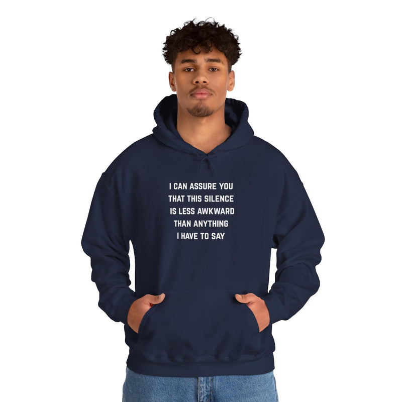 "Awkward Silence" Hoodie - Unisex Heavy Blend™ Minimalist Graphic Text Hooded Sweatshirt