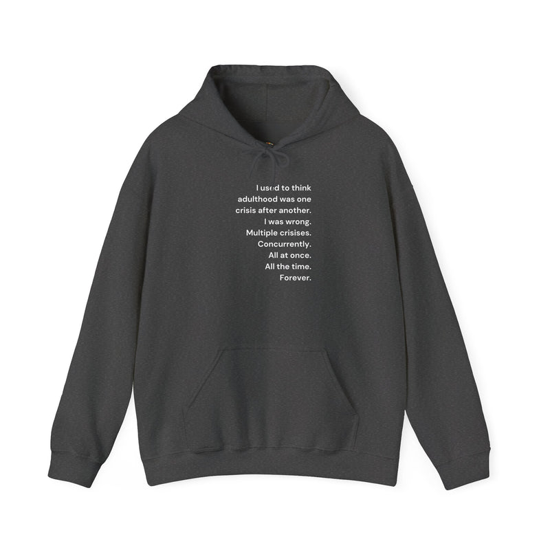 Graphic Text Hoodie — 'Adulthood' Hooded Sweatshirt