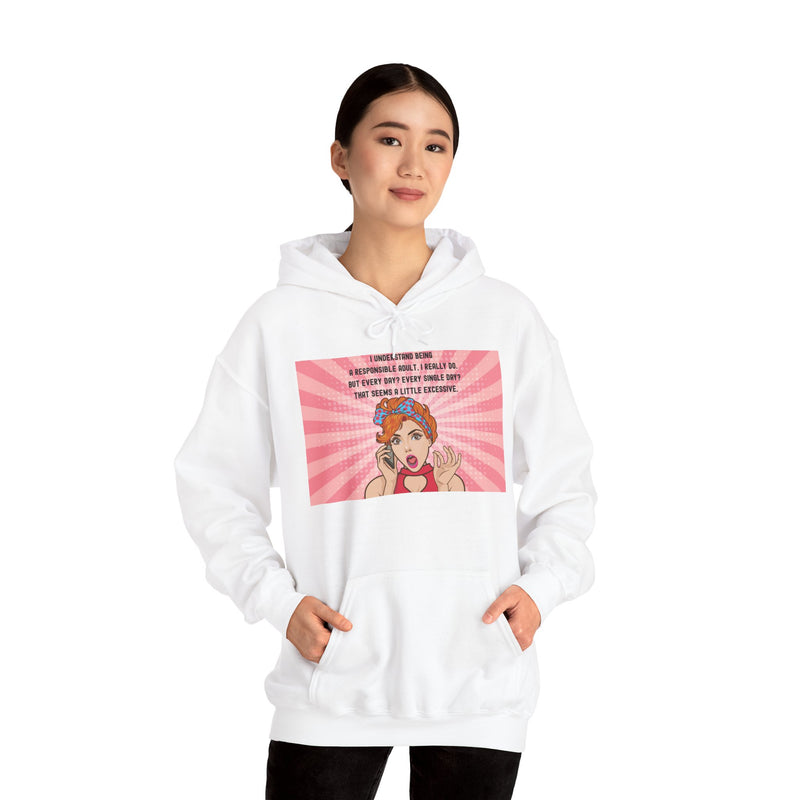 Retro Pop Art Hooded Sweatshirt — "Responsible Adult..." Graphic Hoodie