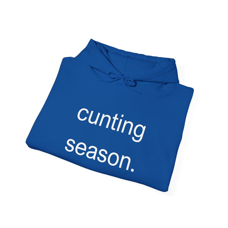 Bold Empowering Statement "cunting season." Hoodie — Minimalist Slogan Hooded Sweatshirt