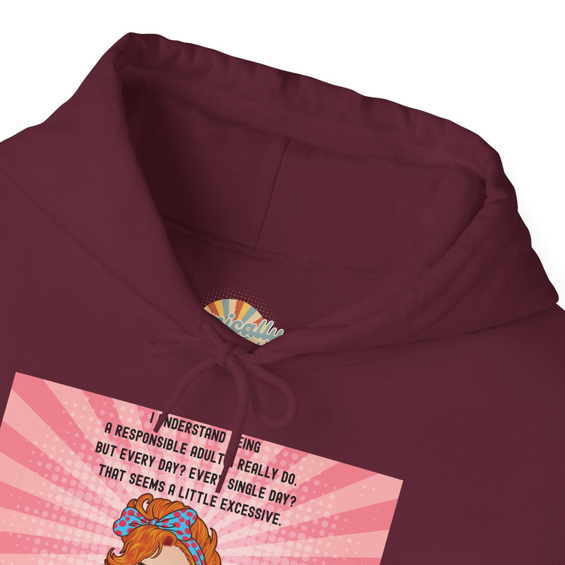 Retro Pop Art Hooded Sweatshirt — "Responsible Adult..." Graphic Hoodie