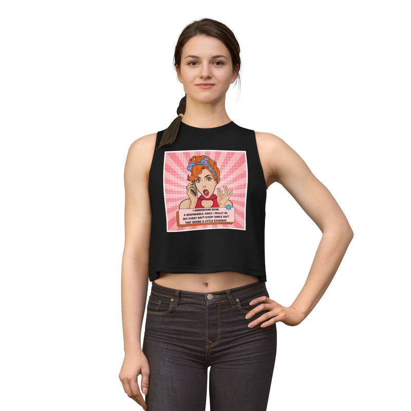 Crop Top - Retro Pop Art "I Understand Being A Responsible Adult..." Graphic Tank