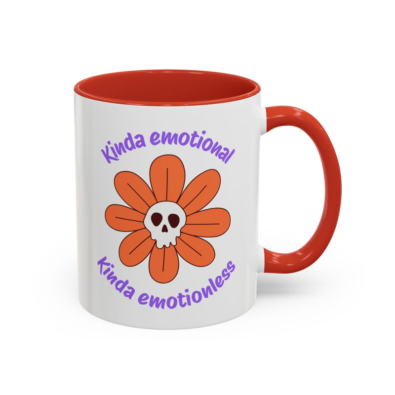 Coffee or Tea Mug — "Kinda Emotional, Kinda Emotionless" Floral Skull Accent Mug