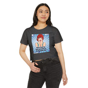 Festival Crop Top T-shirt — "I Need to Teach My Facial Expressions to Use Their Inside Voice" Pop Art Graphic Tee