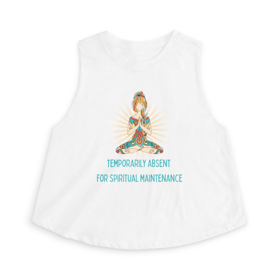 Crop Top — "Temporarily Absent for Spiritual Maintenance" Yoga Meditation Graphic Tank