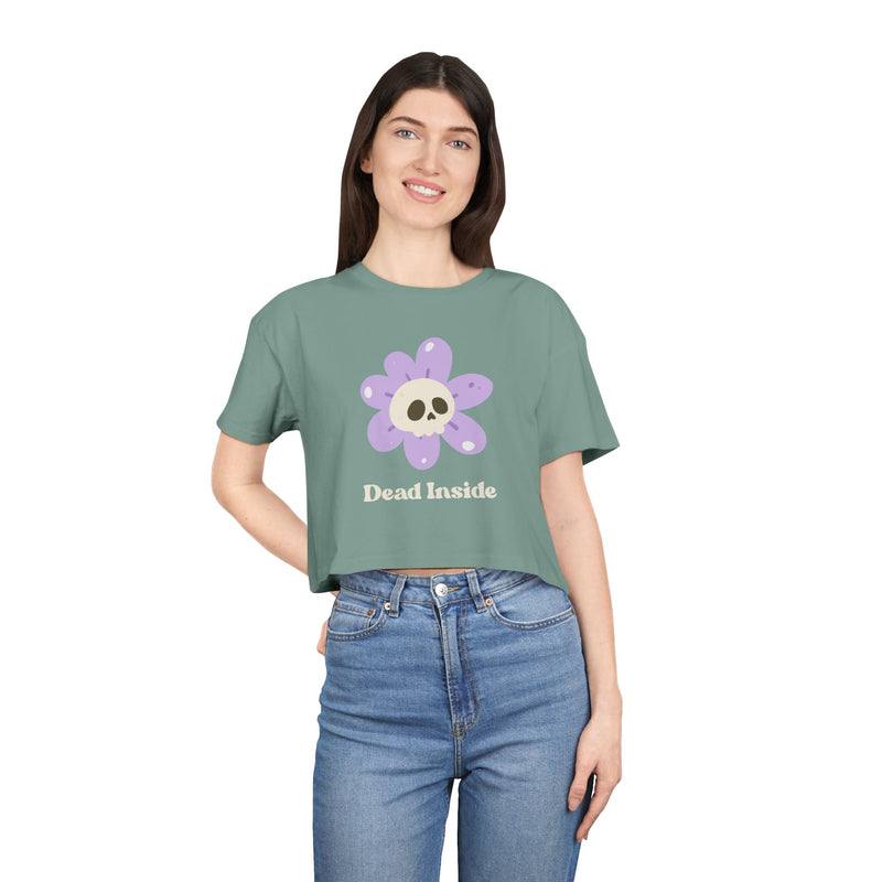 Dead Inside Floral Skull Crop Tee — Women's Graphic T-Shirt Top