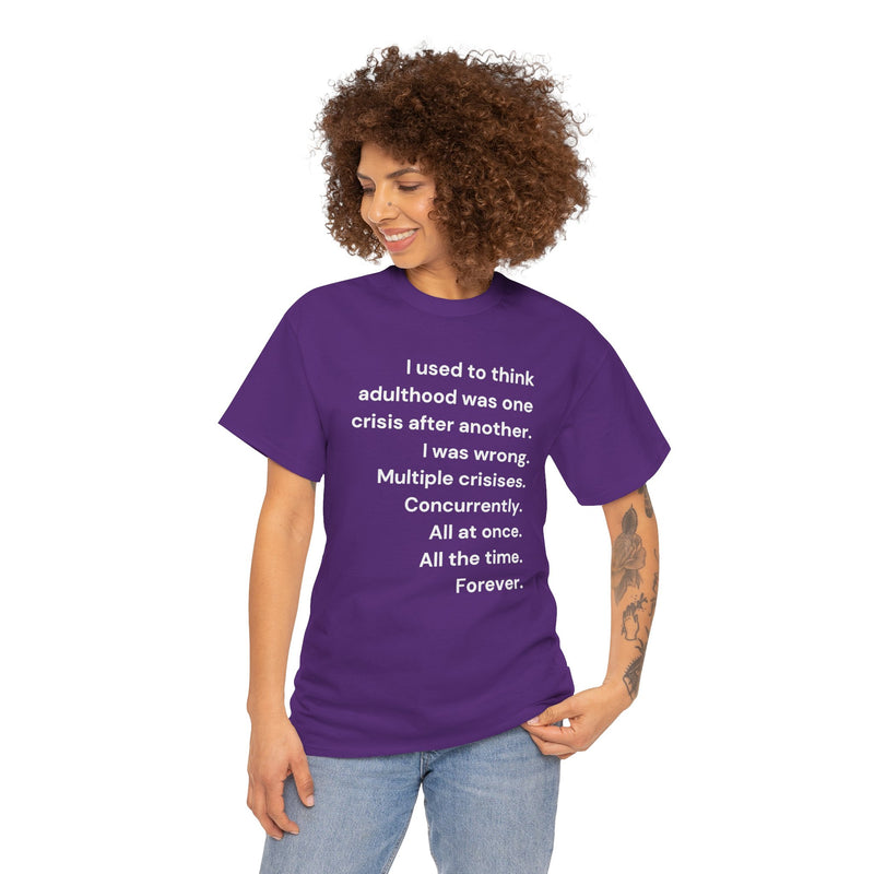 Minimalist Text Tee — 'Adulthood' Graphic T-Shirt
