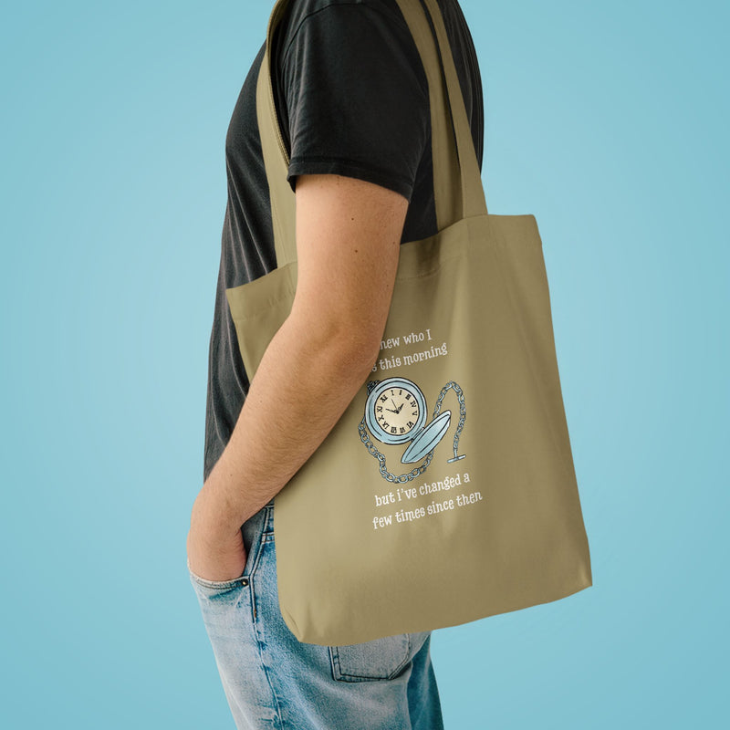 Wonderland Large Cotton Canvas Tote Bag “I Knew Who I Was This Morning But I’ve Changed A Few Times Since Then”
