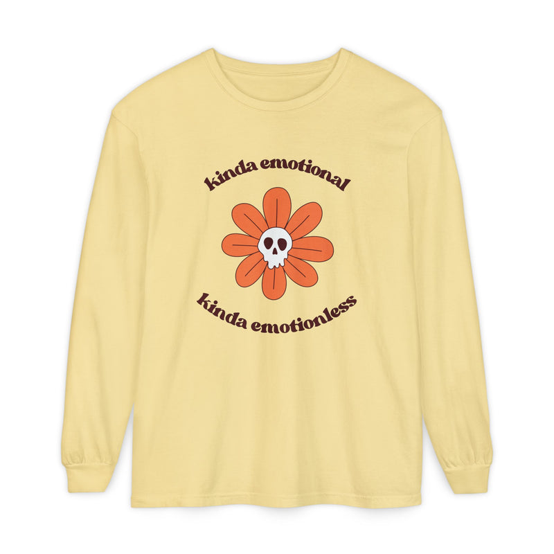Daisy Skull T-Shirt "Kinda Emotional Kinda Emotionless" Long Sleeve Tee