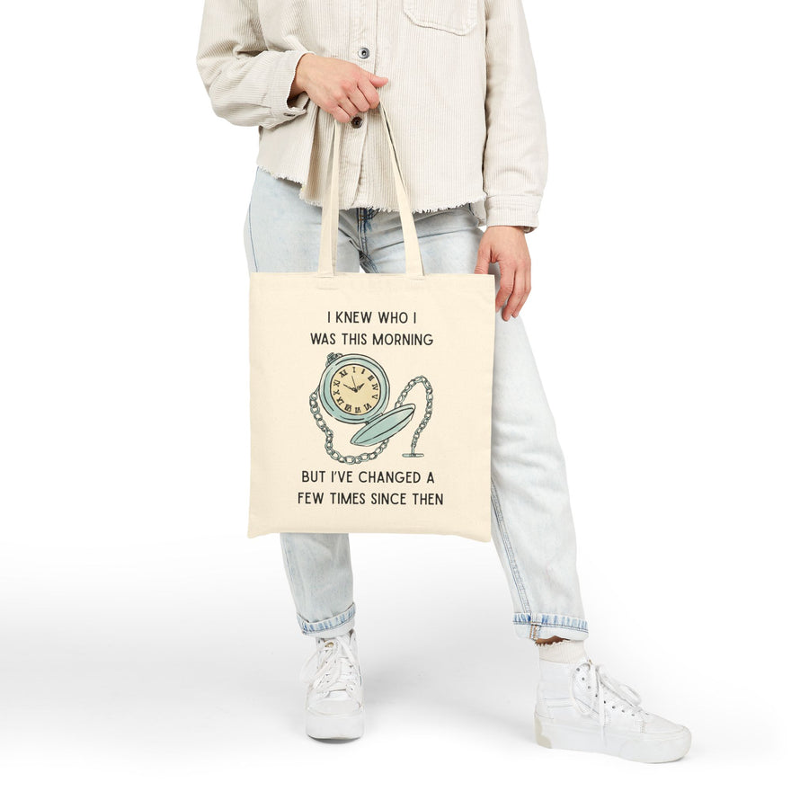 Tote Bag — Wonderland Design: "I knew who I was this morning but I’ve changed a few times since then"