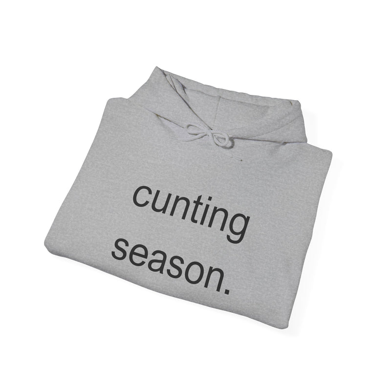 Bold Empowering Statement "cunting season." Hoodie — Minimalist Slogan Hooded Sweatshirt