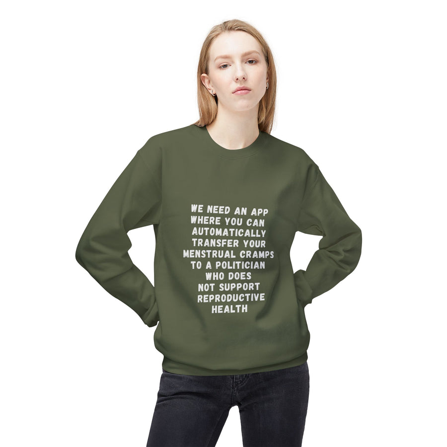 Transfer Menstrual Cramps - Unisex Midweight Softstyle Fleece Crewneck Sweatshirt