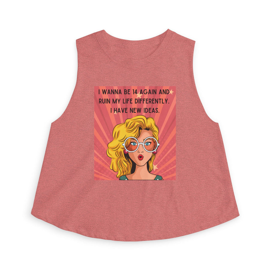 Crop Top — Retro Pop Art Graphic Tee "I Wanna Be 14 Again and Ruin My Life Differently" T-shirt