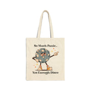 "So Much Panic Not Enough Disco" Canvas Tote Bag — Retro Disco Globe Reusable Market Bag