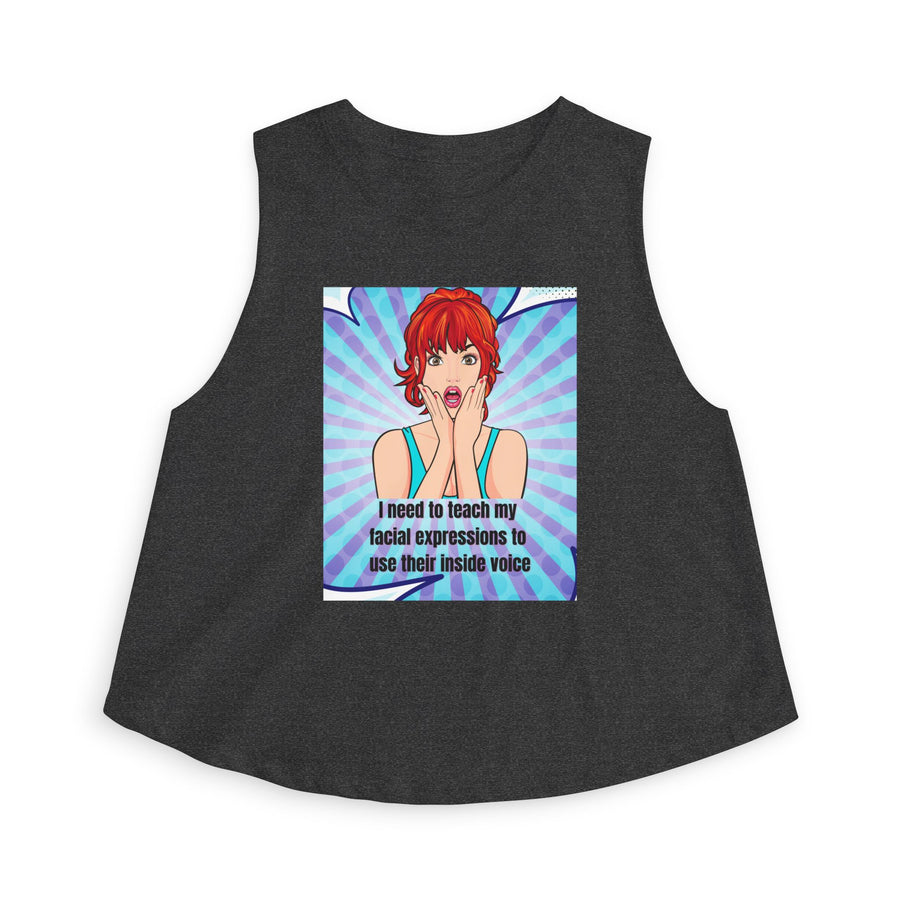 Pop Art Tee 'Teach My Facial Expressions' Women's Crop Top T-shirt