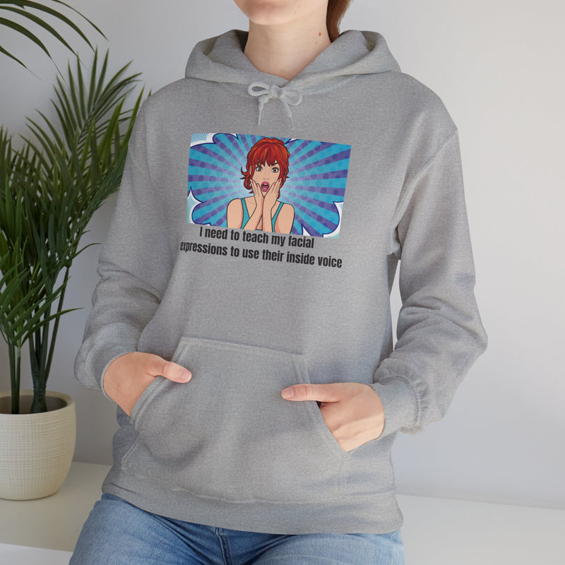 Pop Art Hoodie — 'Facial Expressions' Graphic Hooded Sweatshirt