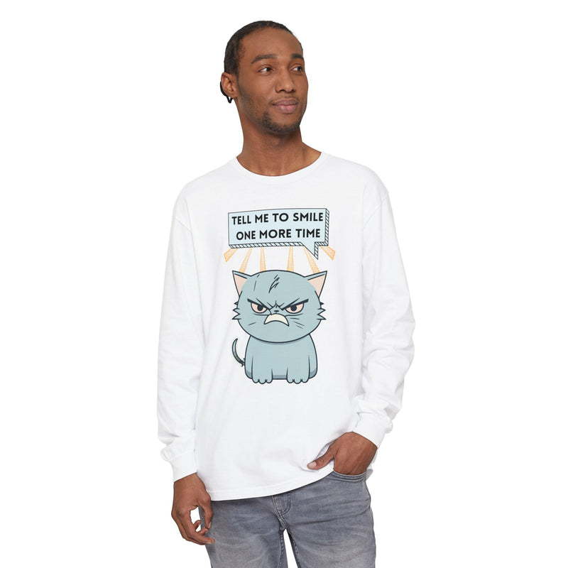 Grumpy Cat "Tell Me To Smile One More Time" Long Sleeve Tee