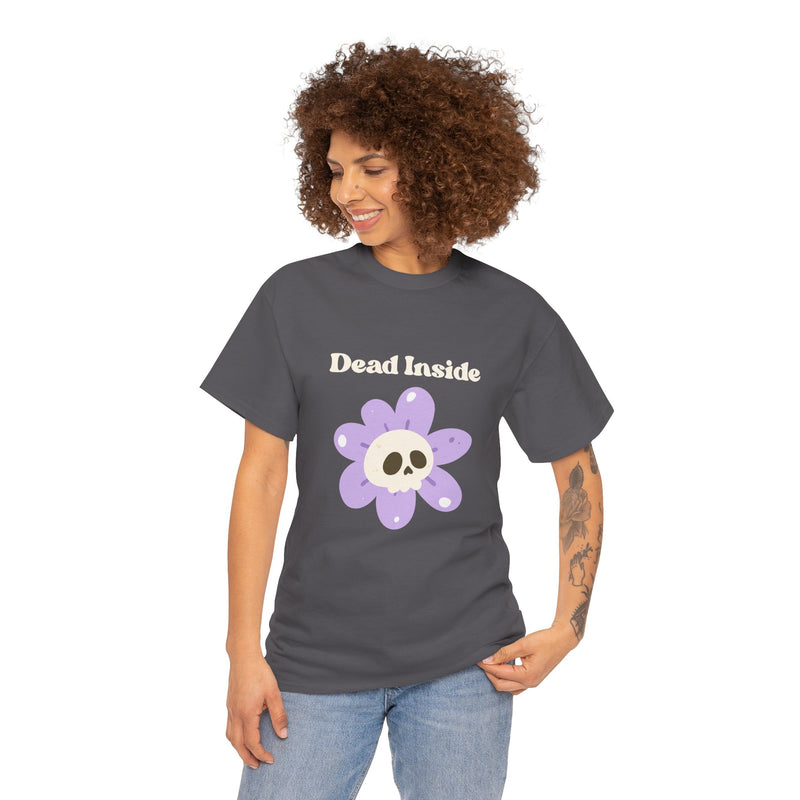Graphic Tee — "Dead Inside" Skull Flower Mental Health Awareness T-Shirt