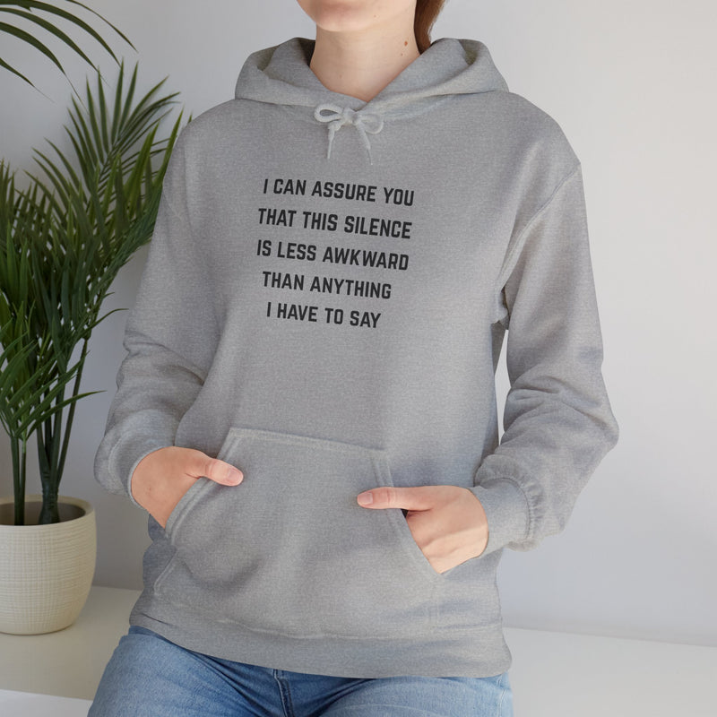"Awkward Silence" Hoodie - Unisex Heavy Blend™ Minimalist Graphic Text Hooded Sweatshirt