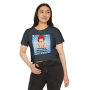 Festival Crop Top T-shirt — "I Need to Teach My Facial Expressions to Use Their Inside Voice" Pop Art Graphic Tee