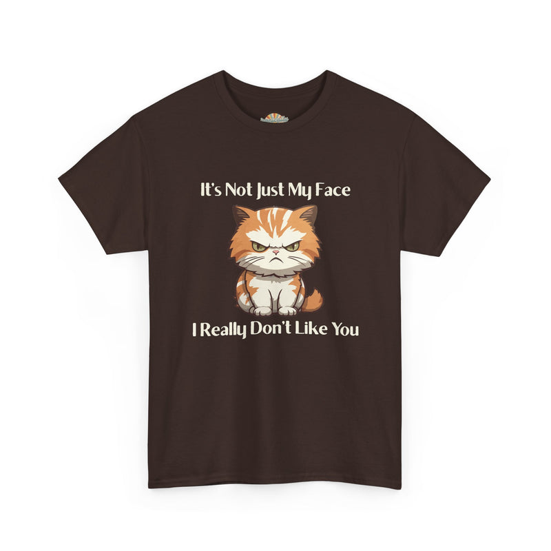 Sassy Cat Tee – "It's Not Just My Face, I Really Don't Like You" Funny Graphic T-Shirt