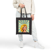 Canvas Tote Bag — Retro Pop Art Blonde with Quote “I Wanna Be 14 Again and Ruin My Life Differently”