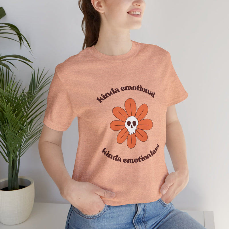 Graphic Tee - Kinda Emotionless Kinda Emotional Floral Skull Mental Health Awareness T-Shirt