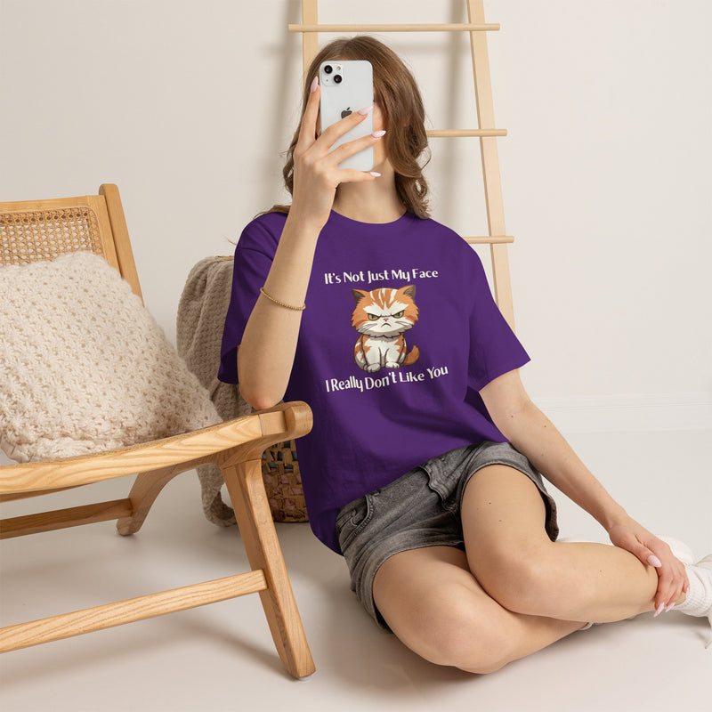 Sassy Cat Tee – "It's Not Just My Face, I Really Don't Like You" Funny Graphic T-Shirt