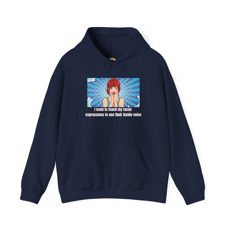 Pop Art Hoodie — 'Facial Expressions' Graphic Hooded Sweatshirt