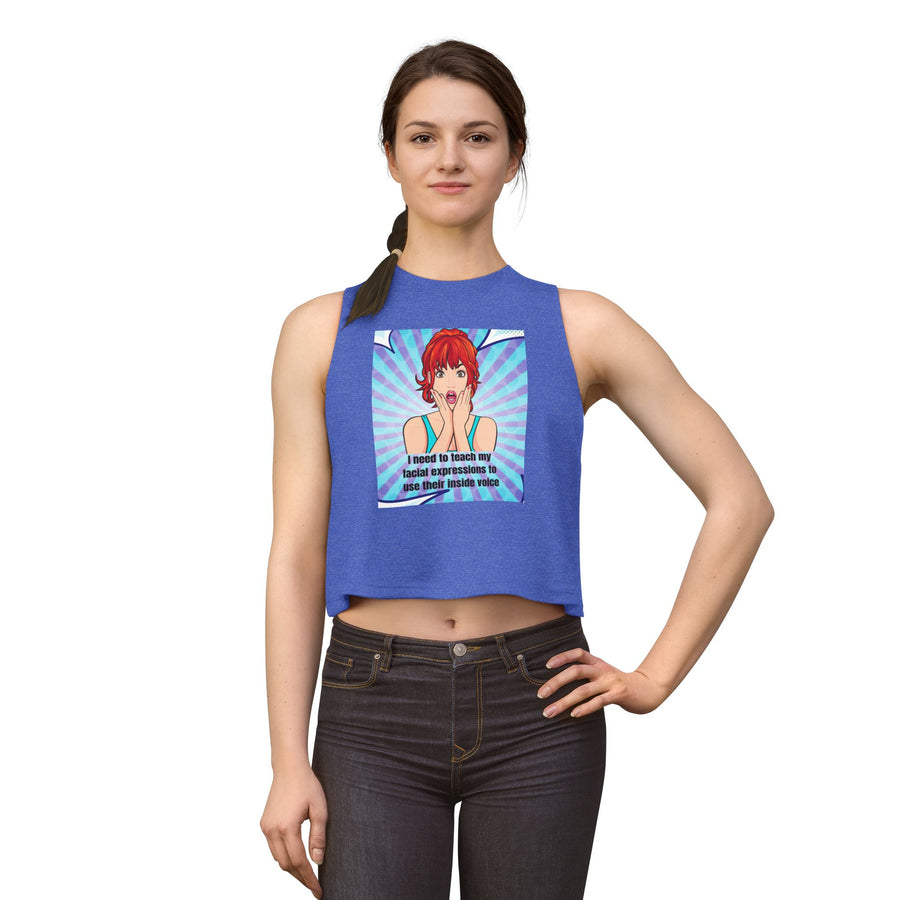 Pop Art Tee 'Teach My Facial Expressions' Women's Crop Top T-shirt