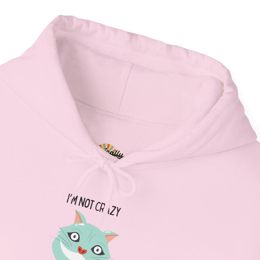 Graphic Hoodie — "I’m Not Crazy, My Reality Is Just Different From Yours" Wonderland Hooded Sweatshirt