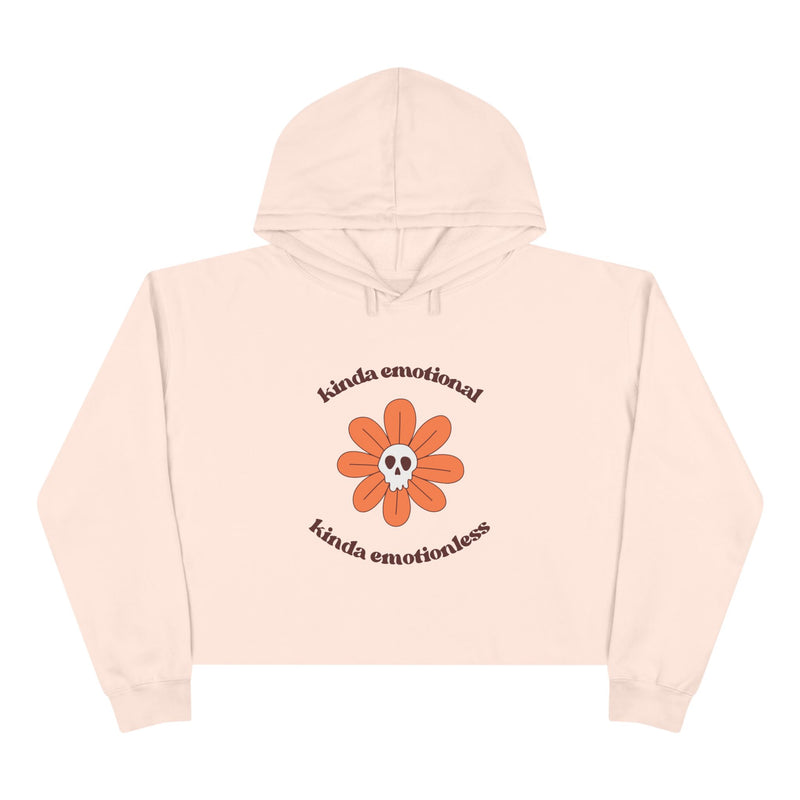 Crop Hoodie - "Kinda Emotional Kinda Emotionless" Flower Skull Hooded Sweatshirt