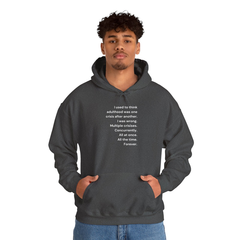 Graphic Text Hoodie — 'Adulthood' Hooded Sweatshirt