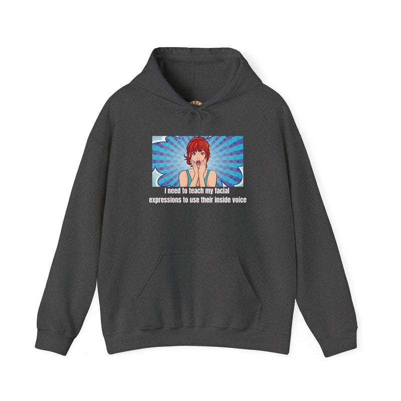 Pop Art Hoodie — 'Facial Expressions' Graphic Hooded Sweatshirt