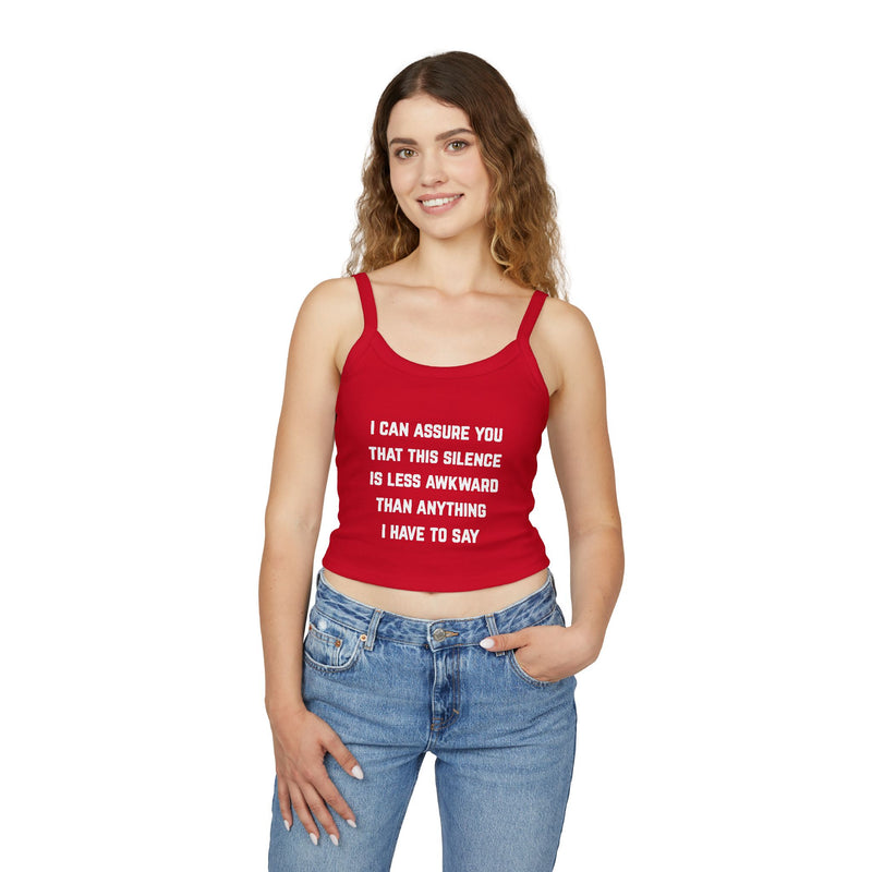 Spaghetti Tank — "Awkward Silence" Graphic Crop Top