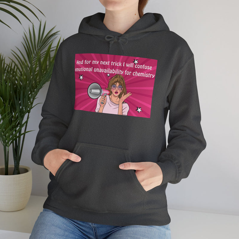 Graphic Hoodie — Retro Pop Art "Emotional Unavailability" Hooded Sweatshirt