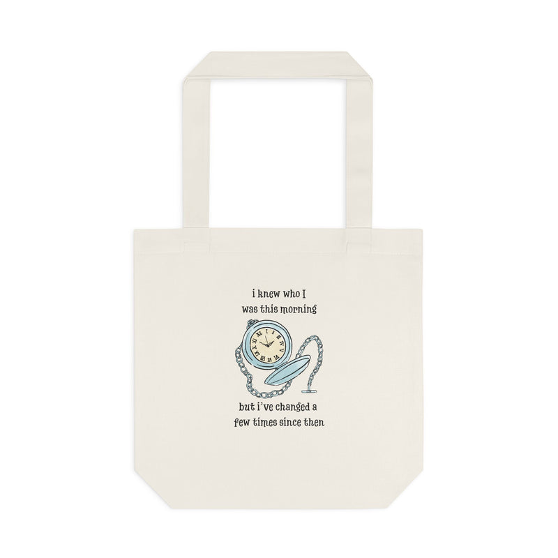 Wonderland Large Cotton Canvas Tote Bag “I Knew Who I Was This Morning But I’ve Changed A Few Times Since Then”