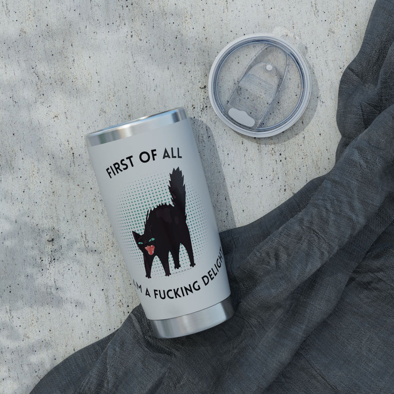 "Delightful" Black Cat Tumbler - 20oz Insulated Travel Cup