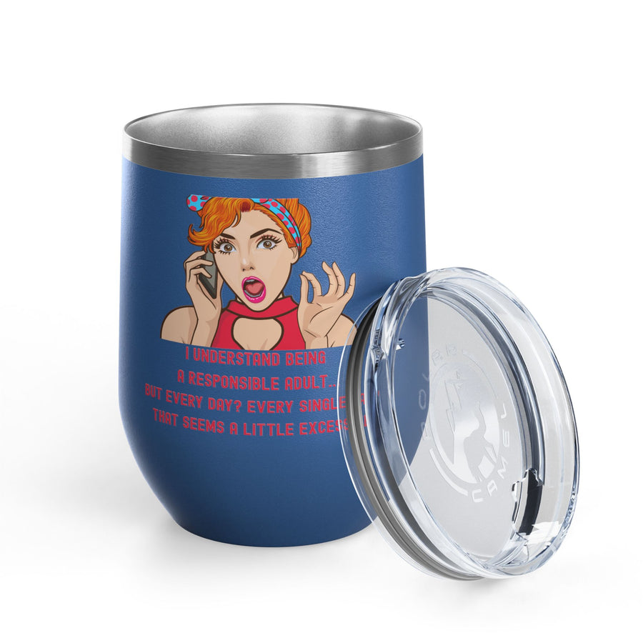 Responsible Adult Pop Art Wine Tumbler - Stainless Steel 12oz