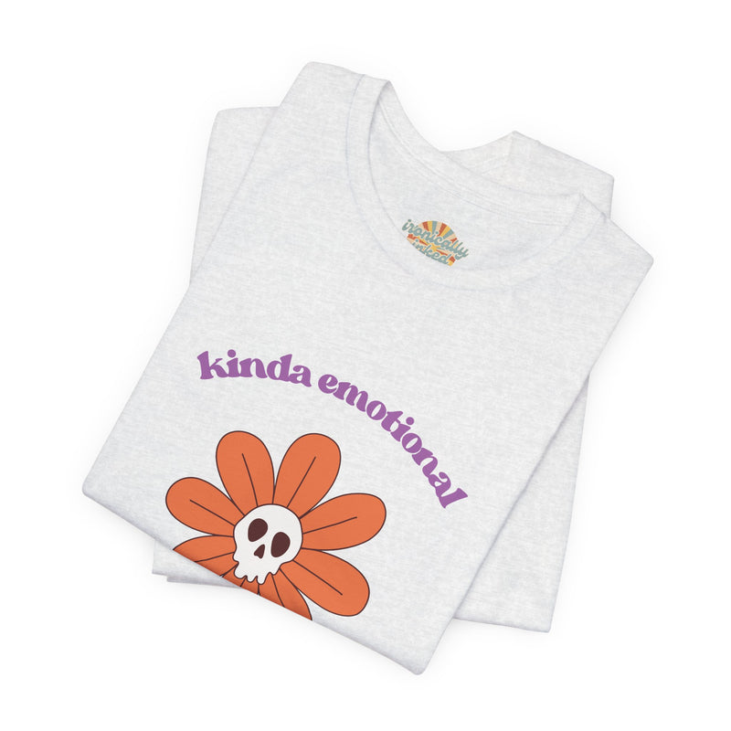 Graphic Tee - Kinda Emotionless Kinda Emotional Floral Skull Mental Health Awareness T-Shirt