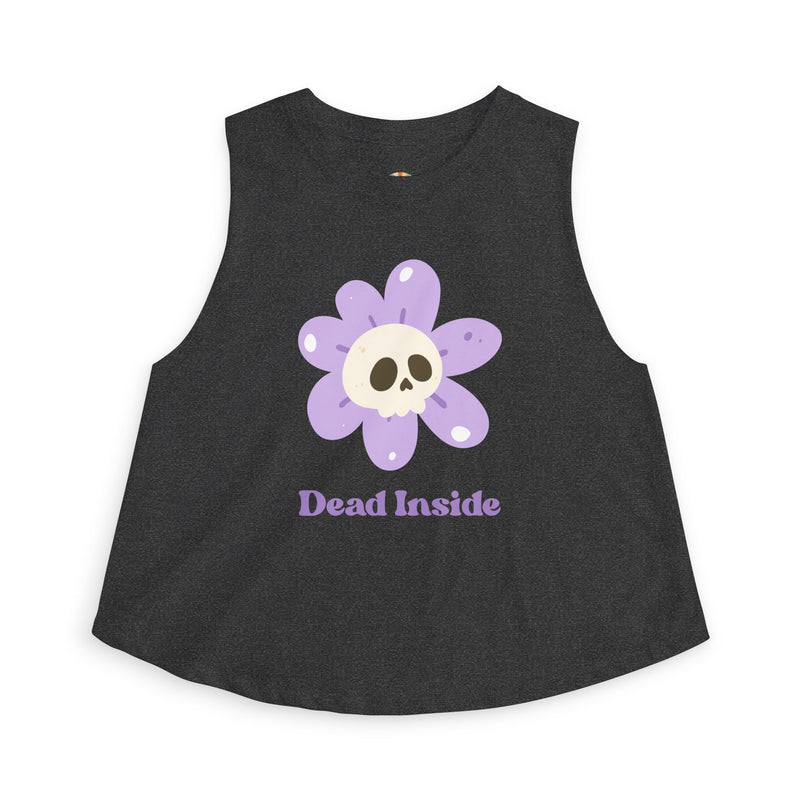 "Dead Inside" Floral Crop Top — Skull Flower Women's Tank