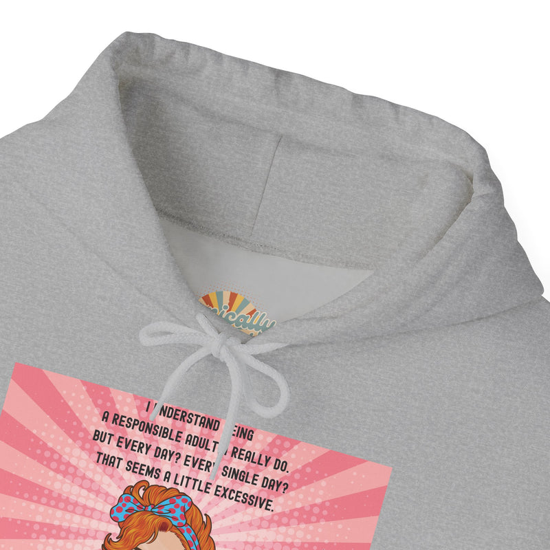 Retro Pop Art Hooded Sweatshirt — "Responsible Adult..." Graphic Hoodie
