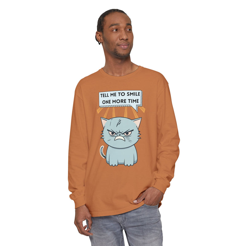 Grumpy Cat "Tell Me To Smile One More Time" Long Sleeve Tee