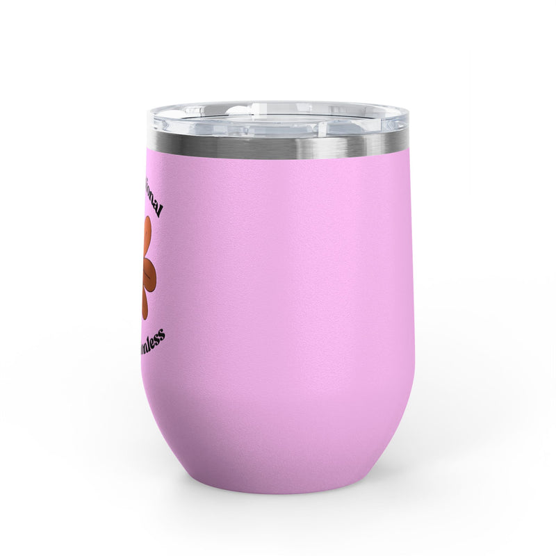 "Kinda Emotional Kinda Emotionless" Graphic Floral Skull Wine Tumbler - Stainless Steel 12oz