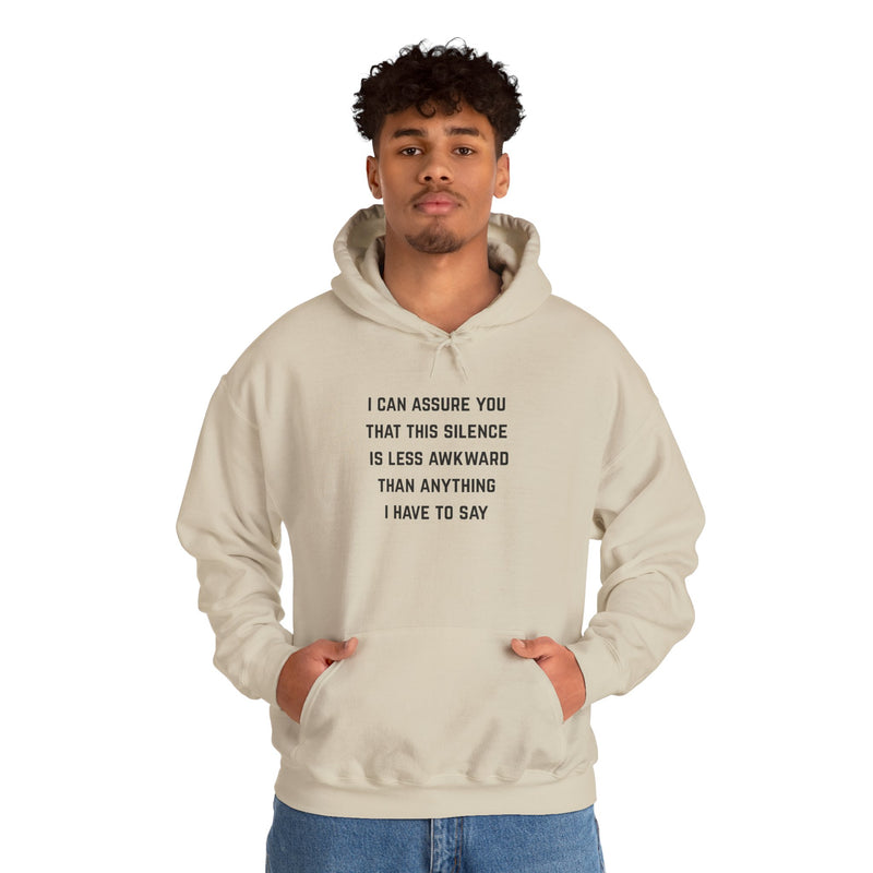 "Awkward Silence" Hoodie - Unisex Heavy Blend™ Minimalist Graphic Text Hooded Sweatshirt